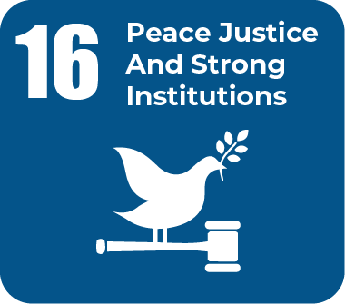 SDG 16 Peace Justice and Strong Institutions icon representing safety and strong systems